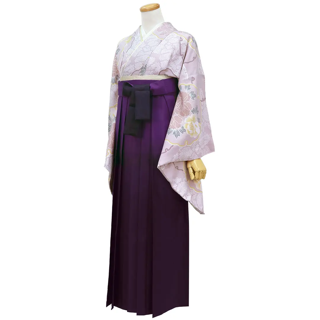 薄紫地に雪輪・紫袴（ぼかし） （二尺袖）／卒業式／斜め