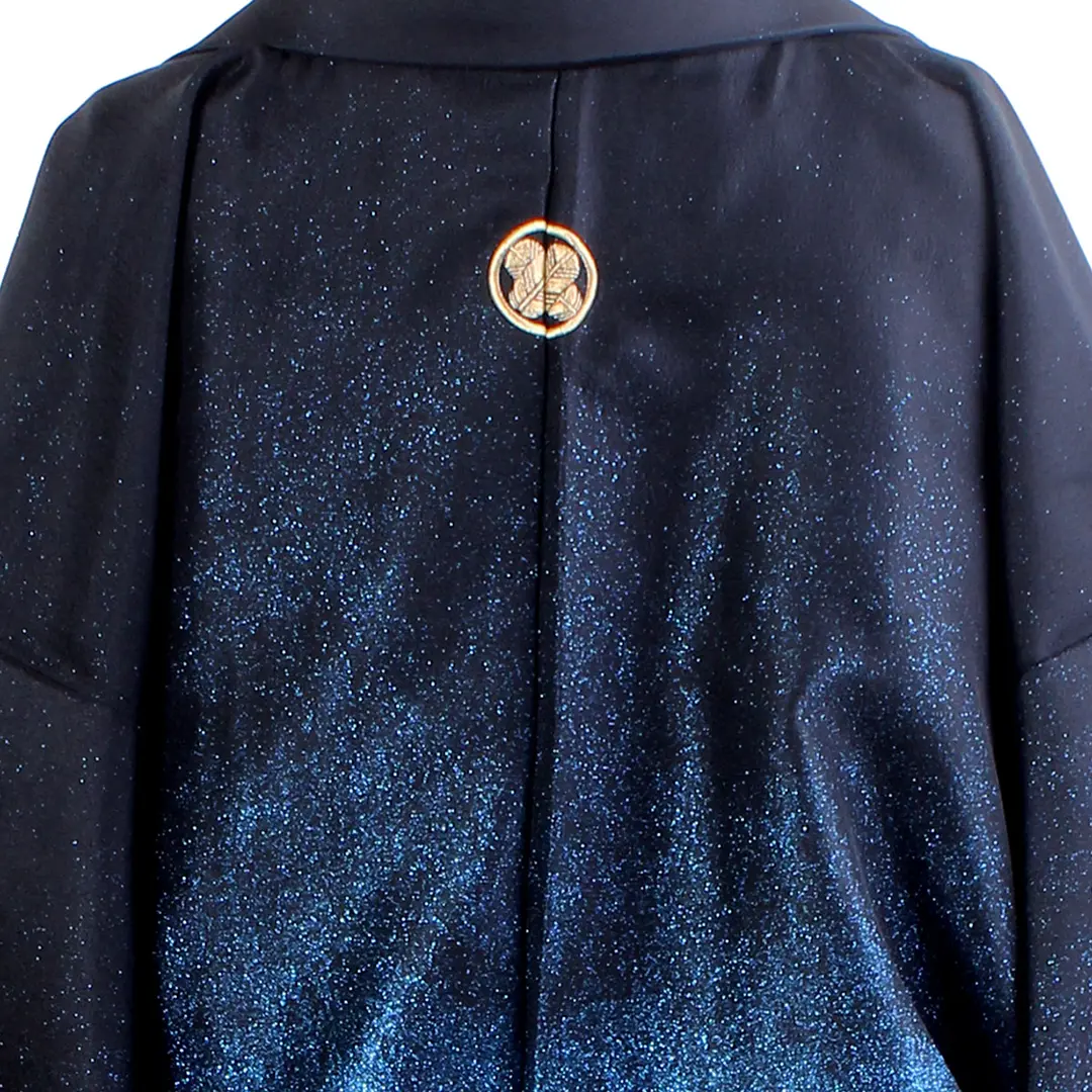 黒地にグラデーション羽織・銀袴（小学生）／卒業式／柄詳細