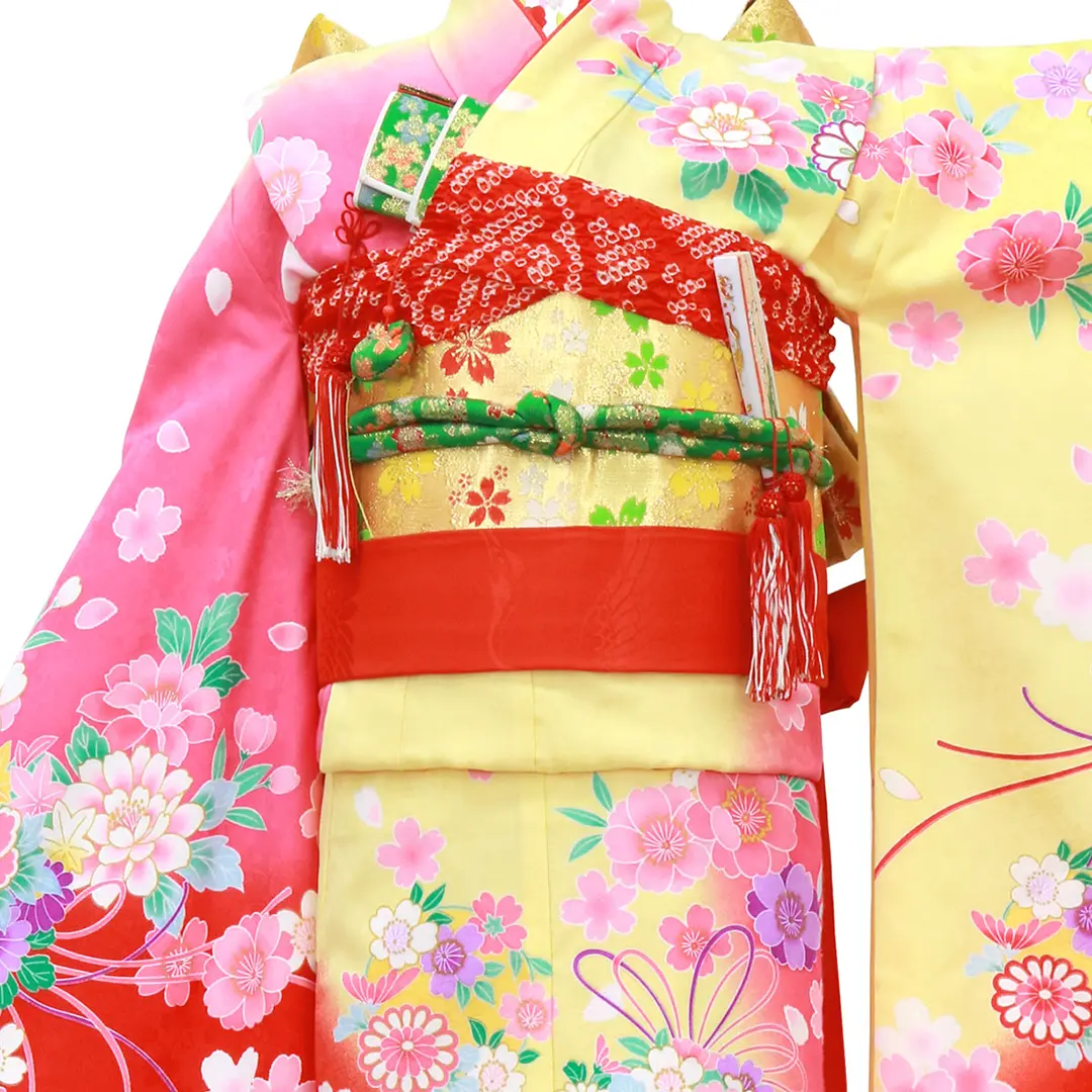 片身変わりに花薬玉の着物／七五三・七歳女の子 | 宅配着物レンタルの