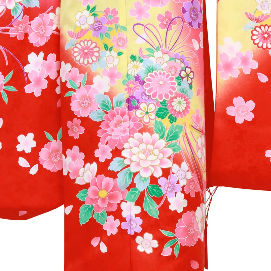片身変わりに花薬玉の着物／七五三・七歳女の子 | 宅配着物レンタルの