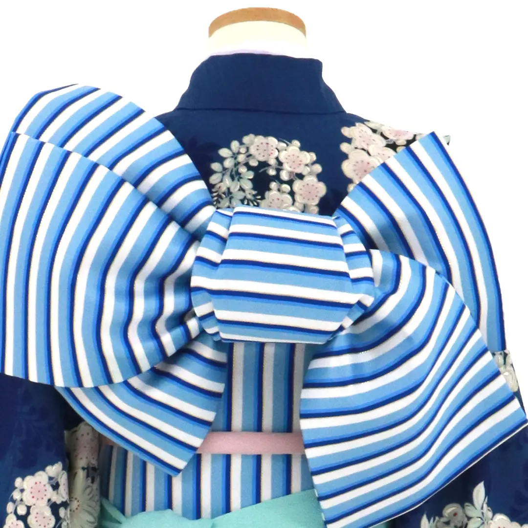 NATURAL BEAUTY》紺地に花の丸文の着物／七五三・七歳女の子 | 宅配