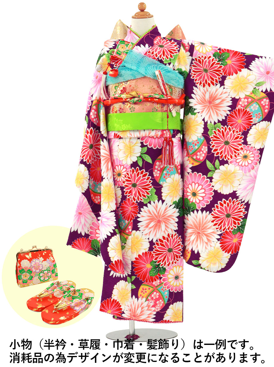 かわいいパステルピンク♡七五三 7歳 女の子 セット 一式 紫 七五三