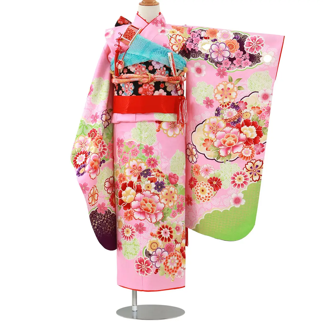 七五三 着物セット ピンク赤 花柄 ♡式部浪漫 七五三 着物セット 七歳 赤とピンク 花柄♡ 楽天