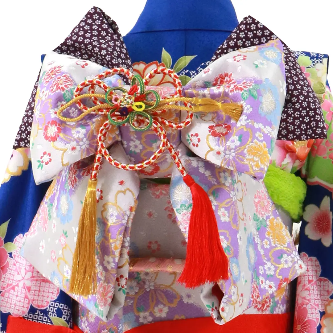 青地に牡丹と雲柄の着物／七五三・七歳女の子 | 宅配着物レンタルの