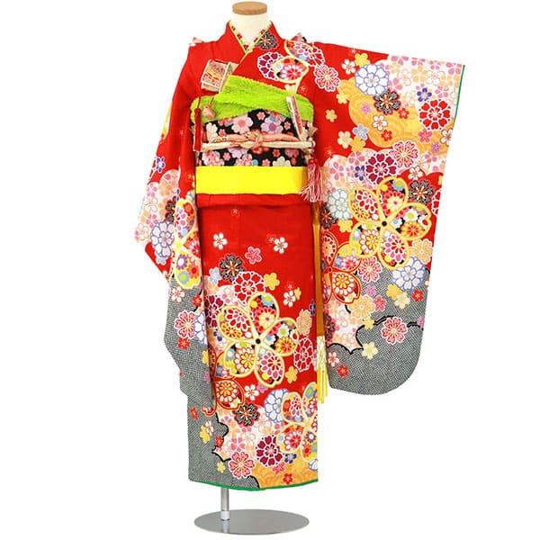 赤地に大輪の桜の着物/七五三・七歳女の子 | 宅配着物レンタルの京都かしきもの レビュー一覧 |宅配着物レンタルの京都かしきもの