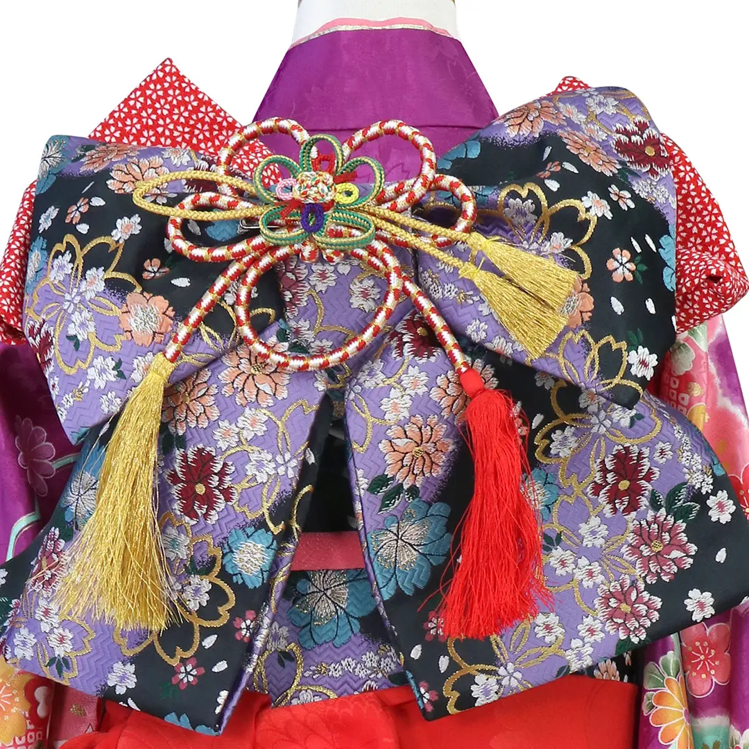 紫地に鞠と雲取りの着物／七五三・七歳女の子 | 宅配着物レンタルの