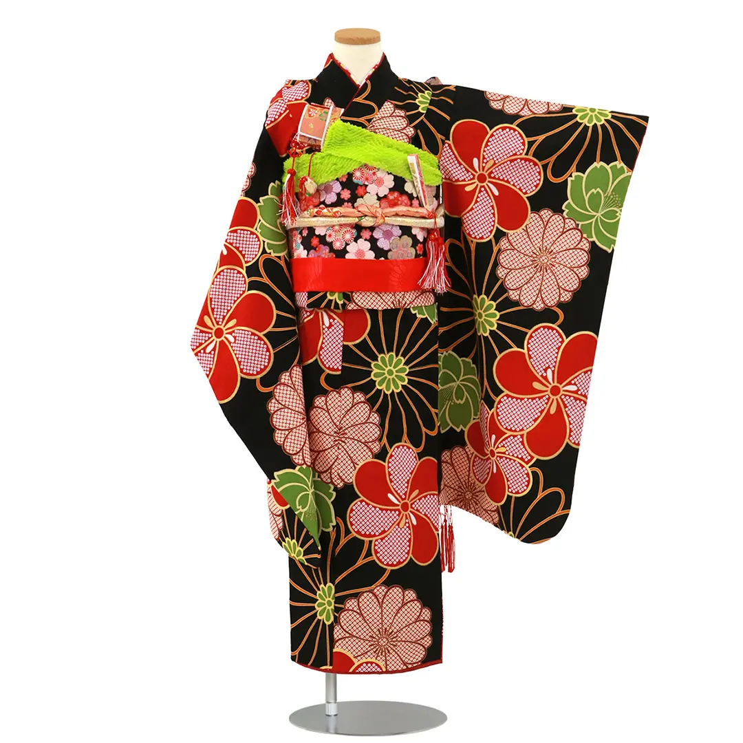 503ag23◎七五三 七歳 女児 アンティーク ねじり梅 着物&袋帯&長襦袢◎ 503ag23◎七五三 七歳 女児 アンティーク ねじり梅 着物&袋帯