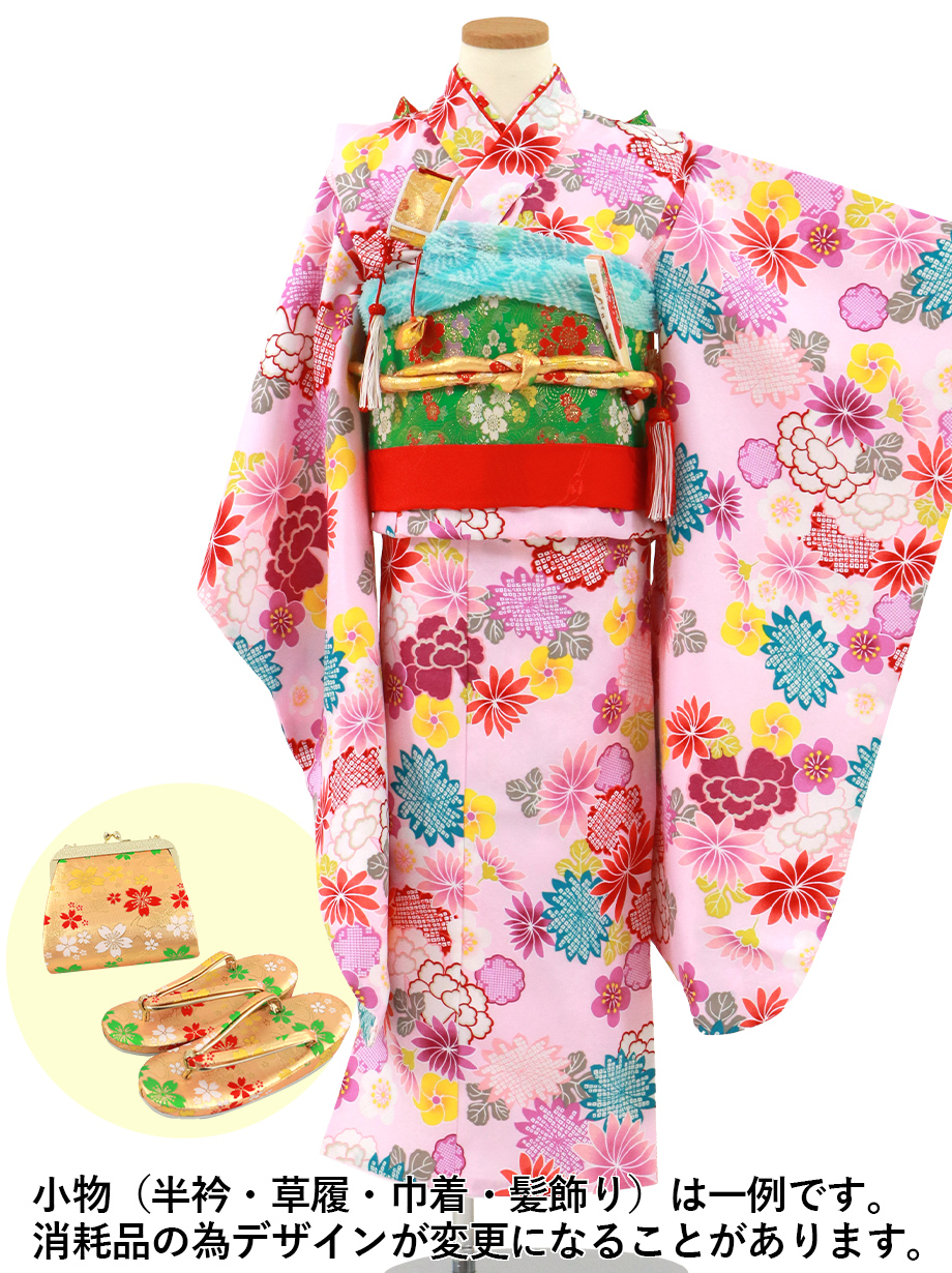 七五三7歳女の子花柄着物 カラフル