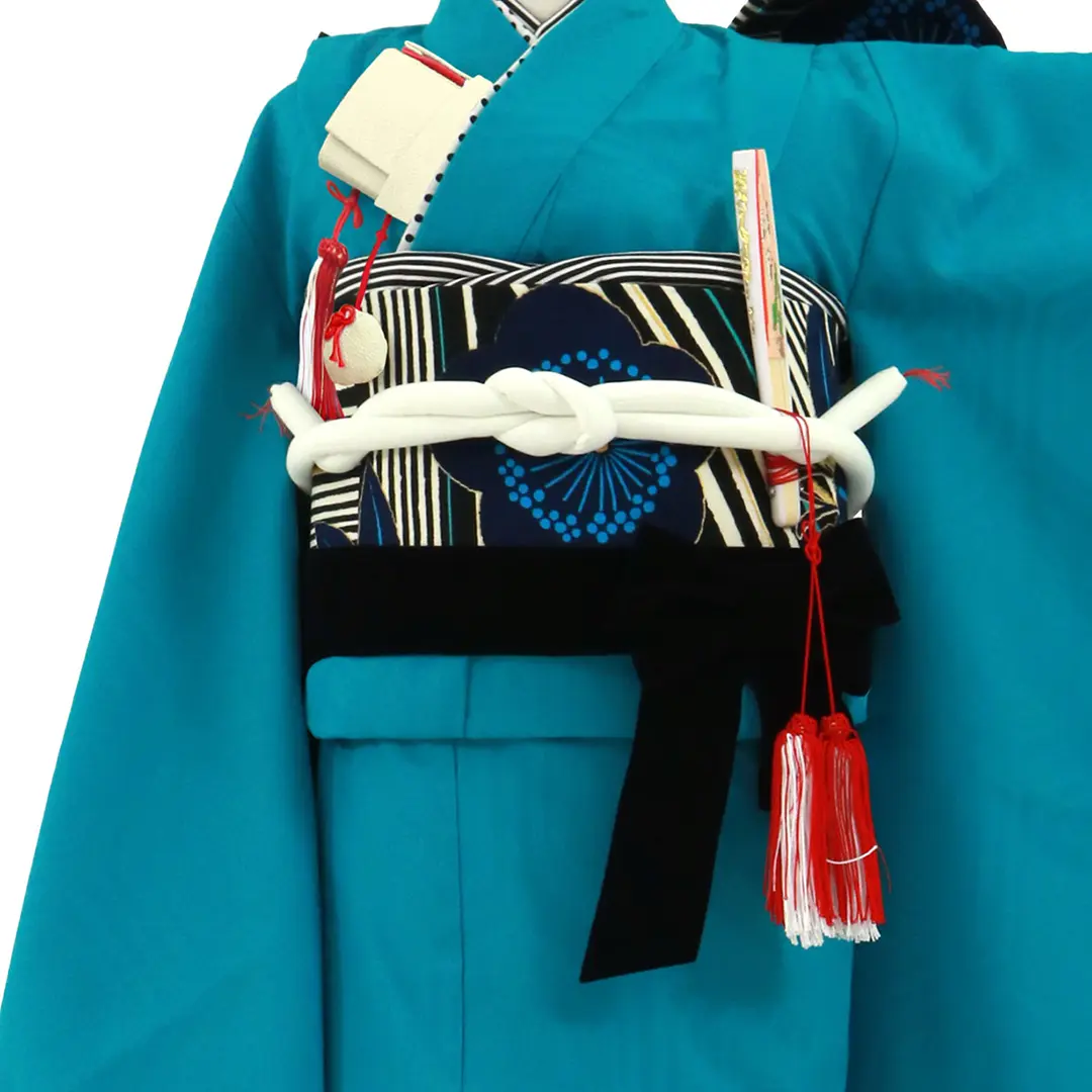 JAPAN STYLE×無地企画》スカート付きのターコイズの着物／七五三・七歳