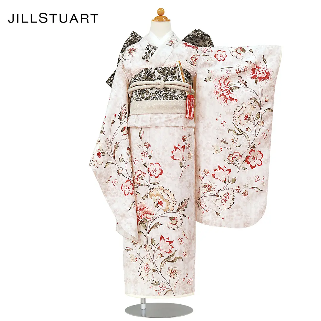 《JILLSTUART》薄ピンク地にカーネーションの着物／七五三・七歳女の子