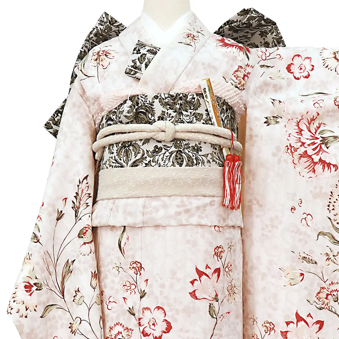 JILLSTUART》薄ピンク地にカーネーションの着物／七五三・七歳女の子