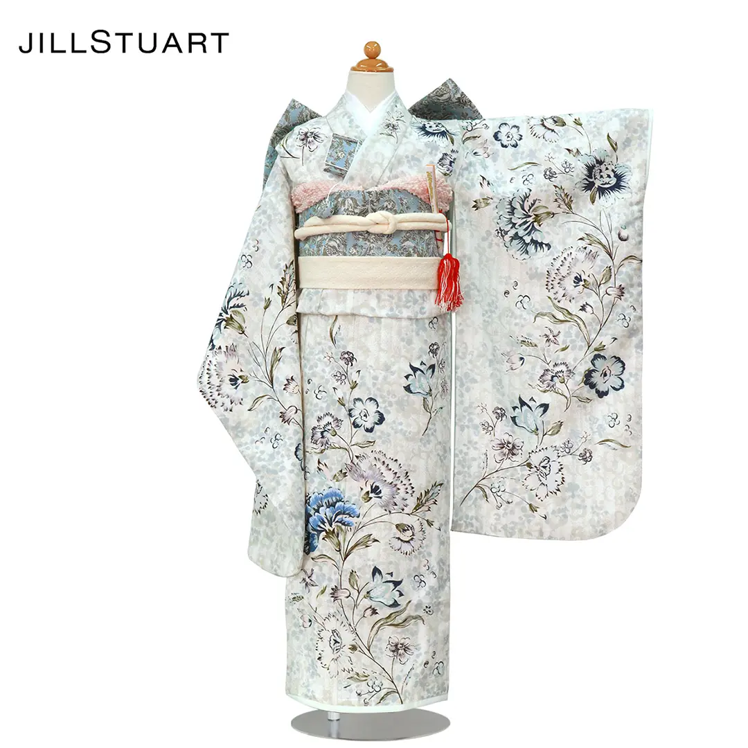 JILLSTUART》ライトブルー地にカーネーションの着物／七五三・七