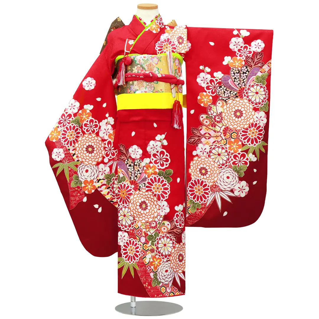 赤地に菊づくしの着物／七五三・七歳女の子 | 宅配着物レンタルの京都