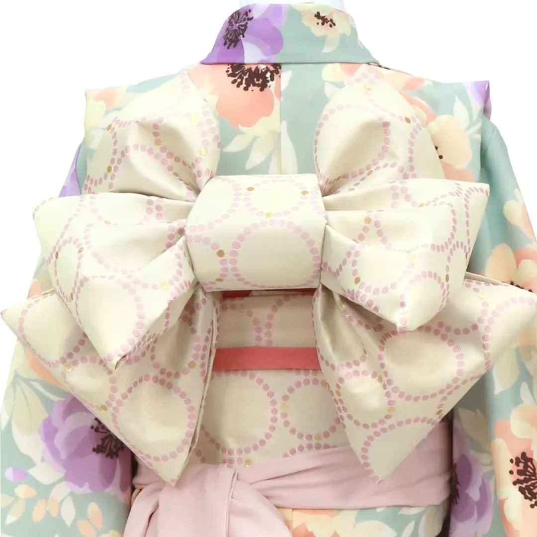 薄水色にアネモネの着物／七五三・七歳女の子／帯