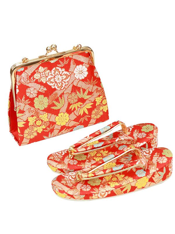 オレンジ地に牡丹づくしの着物（ピンク）／七五三・七歳女の子 | 宅配