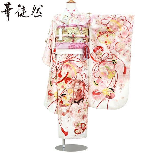 華徒然》桜と薬玉・鞠・貝合の着物（ピンク）／七五三・七歳