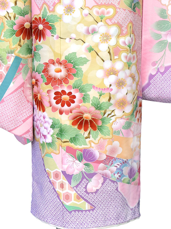 式部浪漫七五三 着物セット 赤とピンク 花柄 楽天市場】【レンタル】七五三 着物 7歳 フルセット レンタル 式