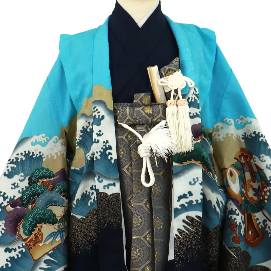 日本製良品♡七五三　5歳　男の子　セット　一式　鷹　青　紺色　富士山 楽天市場】七五三 着物 5歳 羽織袴セット 男の子 10点フルセット