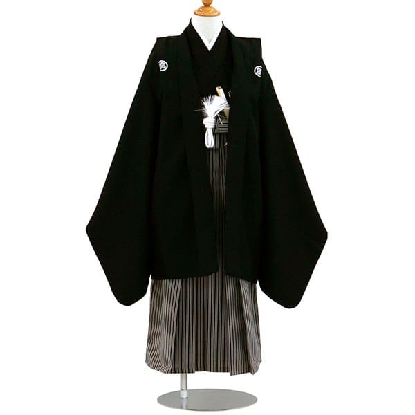 黒紋付、黒縞の袴／七五三・五歳男の子・袴 | 宅配着物レンタルの京都