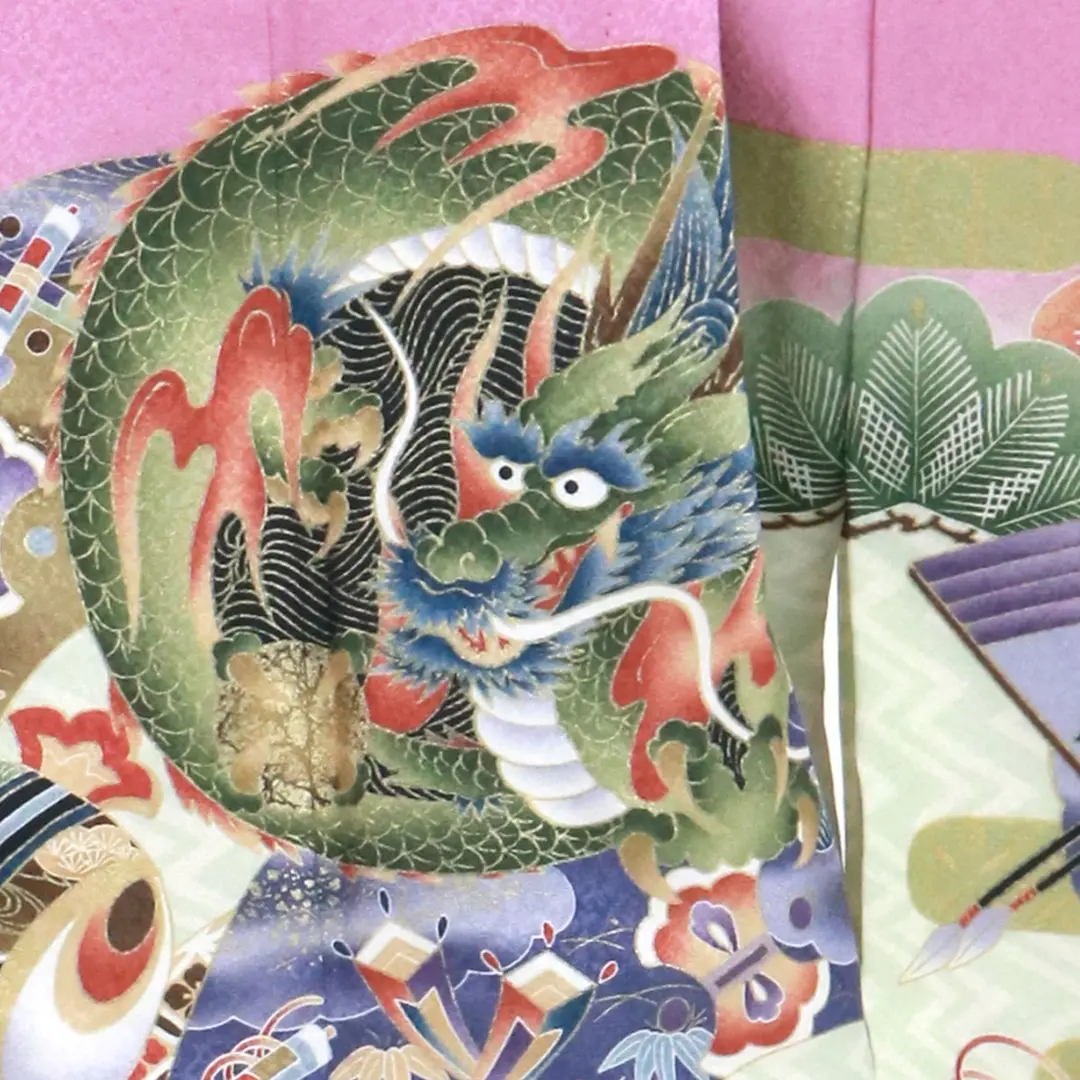 紫地に龍、藍鼠の袴／七五三・五歳男の子・袴