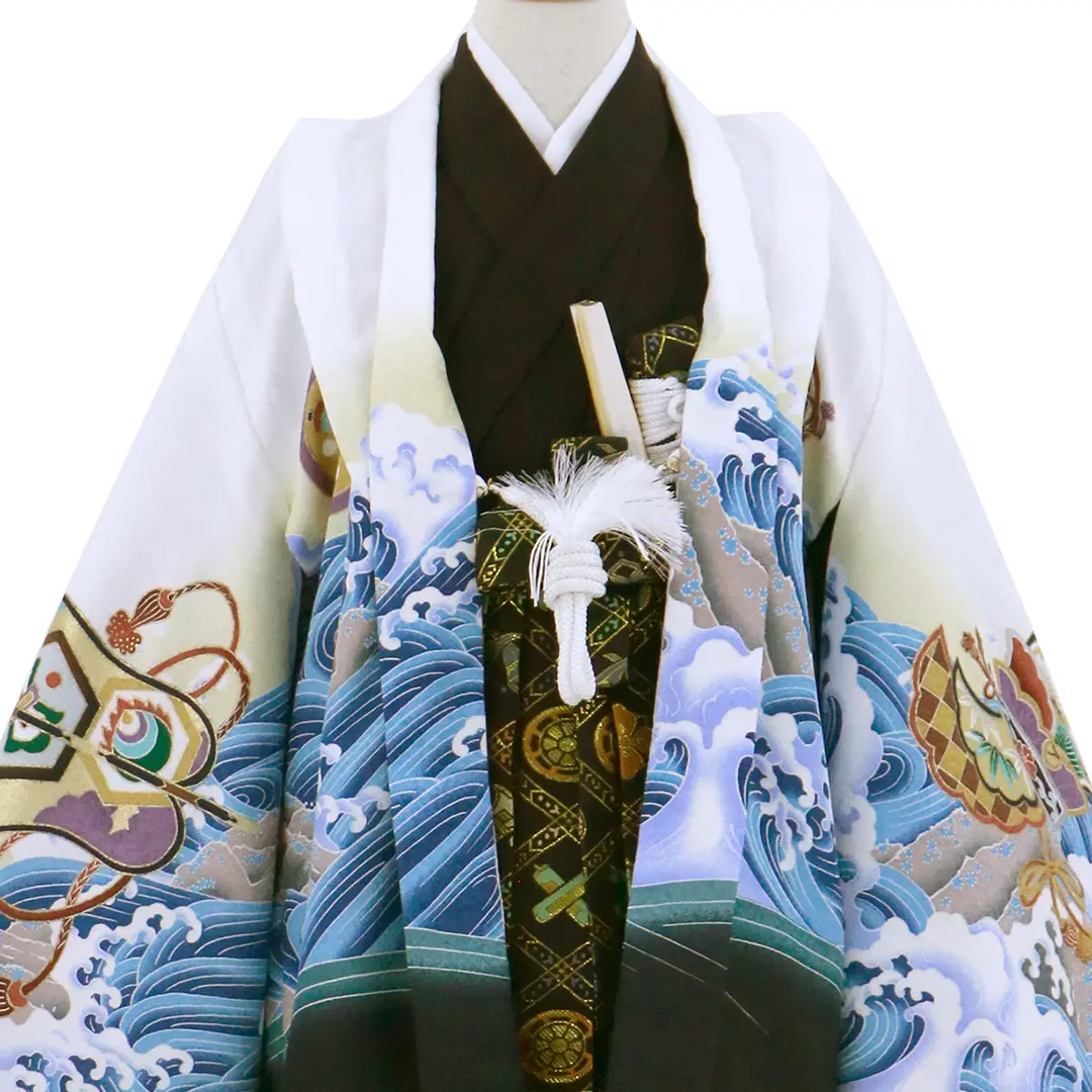 虎刺繍の青色着物 扇子付き　七五三 虎刺繍の青色着物 扇子付き 七五三 【公式通販】