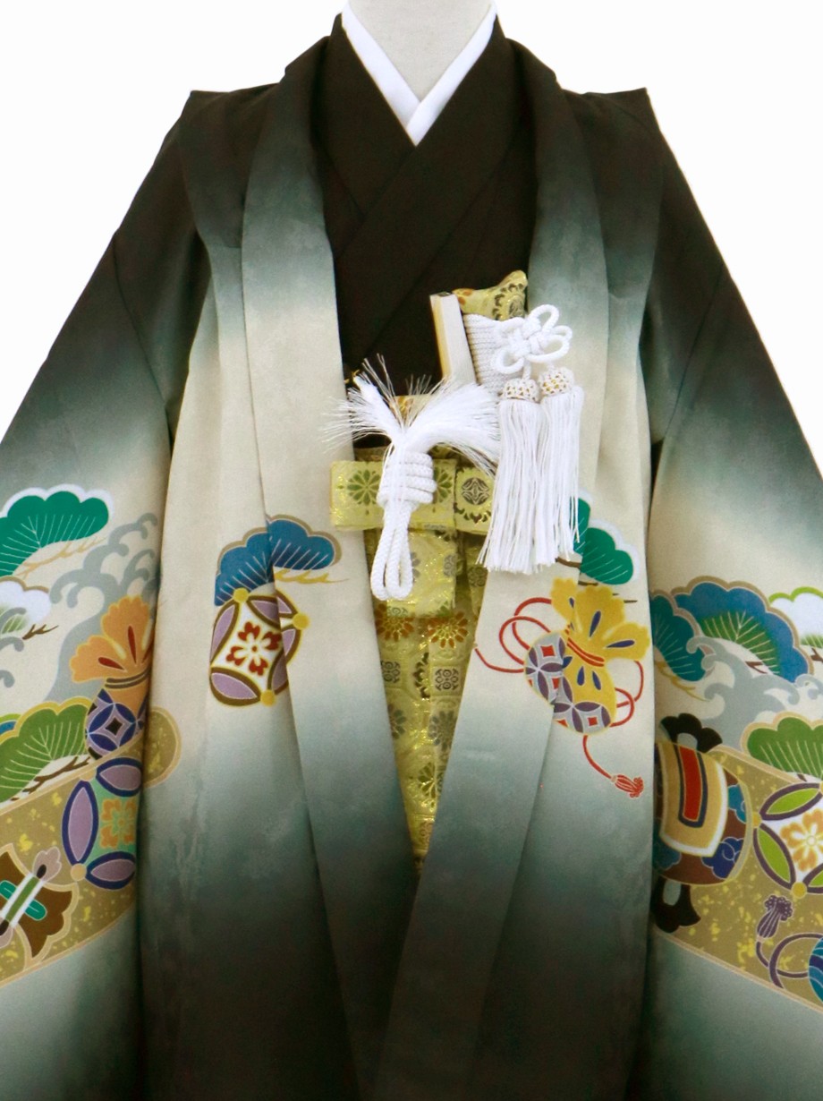 黒地に宝船、金襴の袴／七五三・五歳男の子・袴