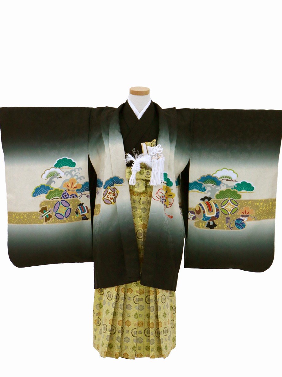 黒地に宝船、金襴の袴／七五三・五歳男の子・袴