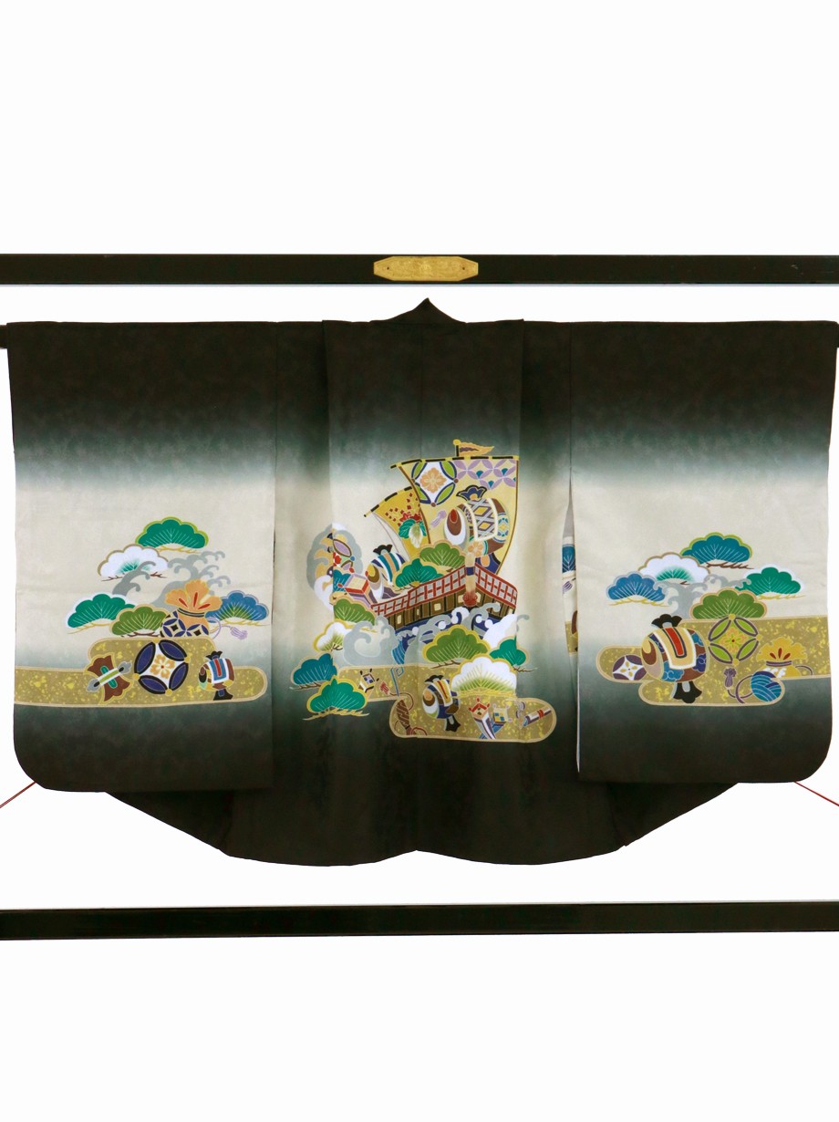 黒地に宝船、金襴の袴／七五三・五歳男の子・袴