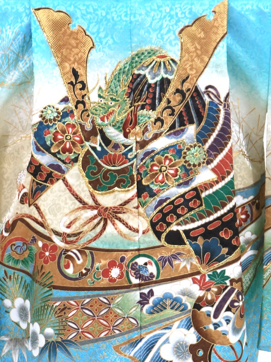 兜と束ね熨斗 着物＋袴＋小物セット 七五三 男の子 昭和レトロ 兜と束ね熨斗 着物＋袴＋小物セット 七五三 男の子 昭和レトロ