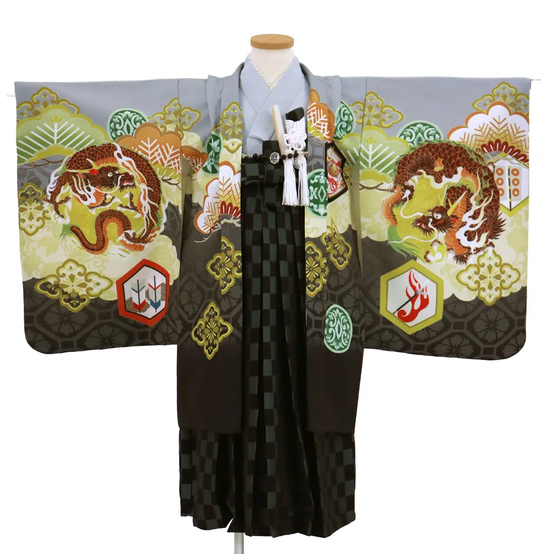 市松模様♡七五三　5歳　男の子　セット　一式　シンプル　黒　グレー 市松模様♡七五三 5歳 男の子 セット 一式 シンプル 黒 グレー