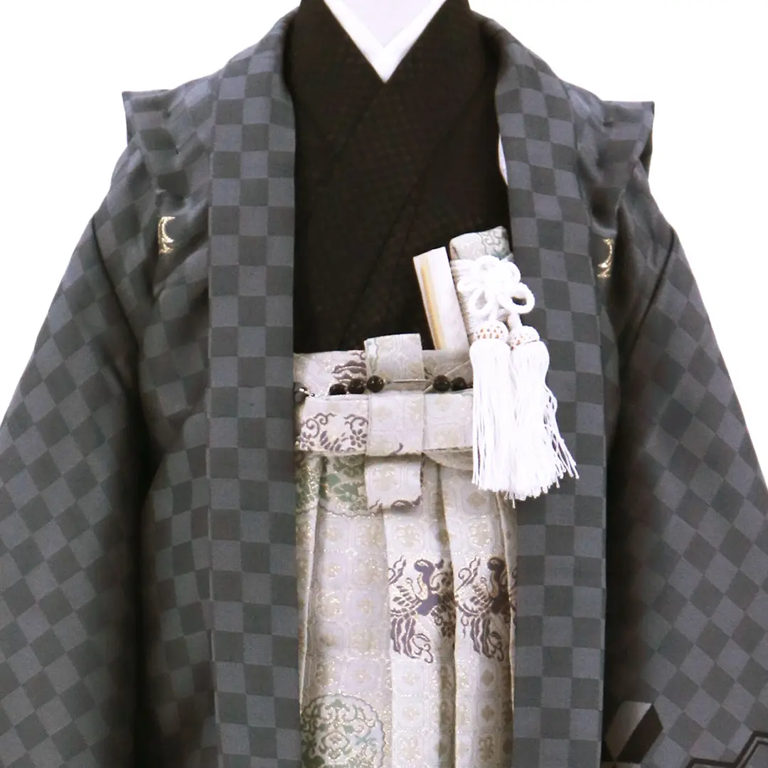 ひさかたろまん》市松に毘沙門亀甲、白袴／七五三・五歳男の子・袴