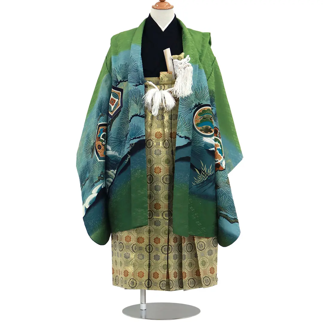 七五三五歳‼️男の子 袴 完全️フルセット‼️お家から無 黄緑抹茶系 冠馬将軍 美品‼️ 七五三五歳‼️男の子 袴 完全️フルセット‼️お家から無