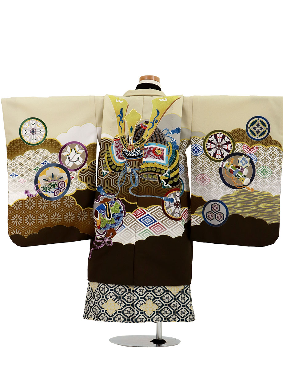 七五三 防ご 五歳 男児 羽織・着物・襦袢3点セット 豪華絢爛 金刺繍