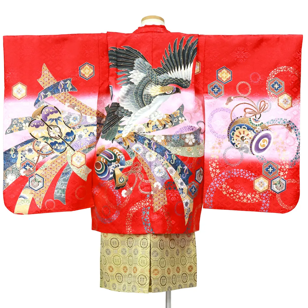 赤地に鷹や軍配、金襴の袴／七五三・五歳男の子・袴 | 宅配着物
