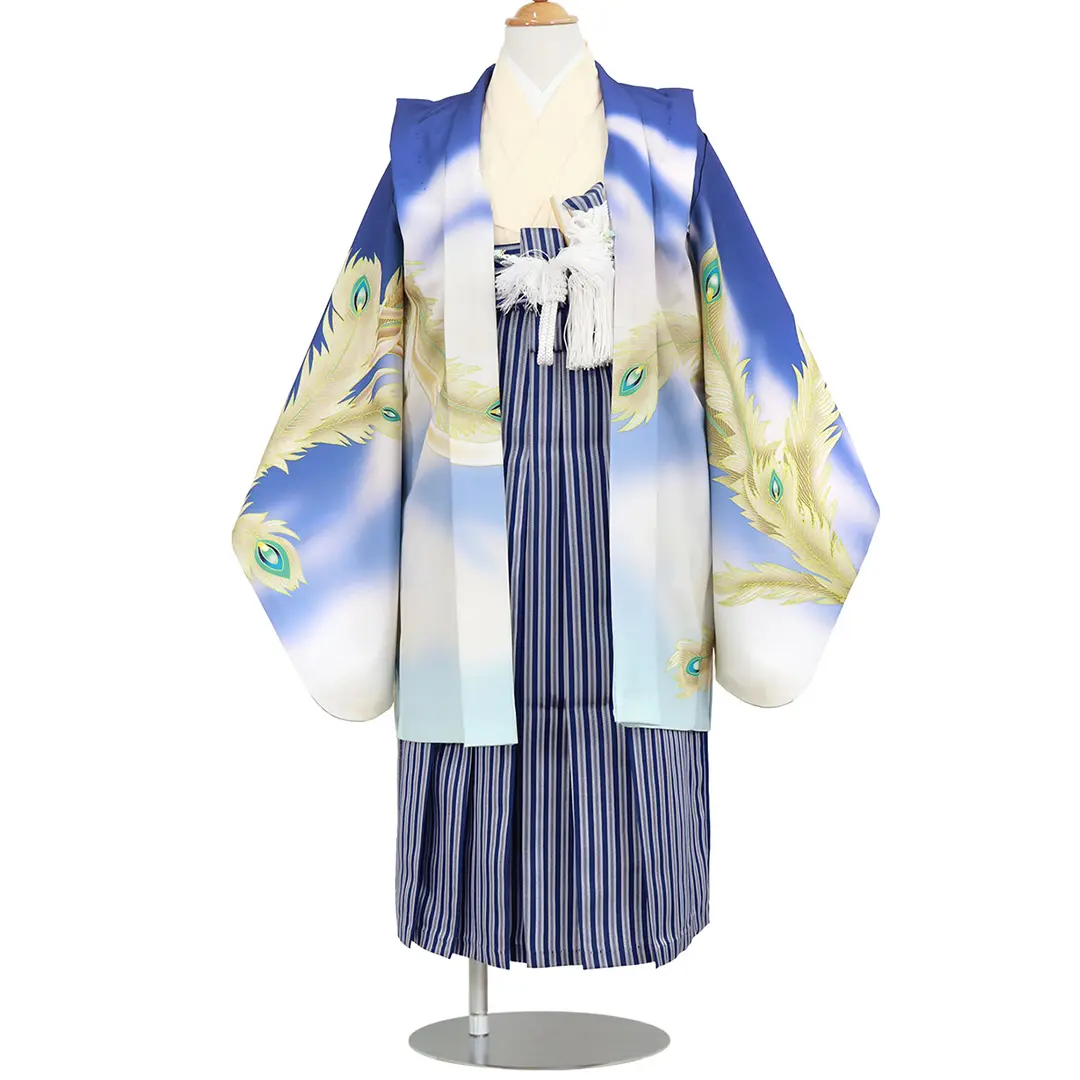 七五三】5歳 男の子 4点セット 江戸小紋 角通し グレー 子供8Z25