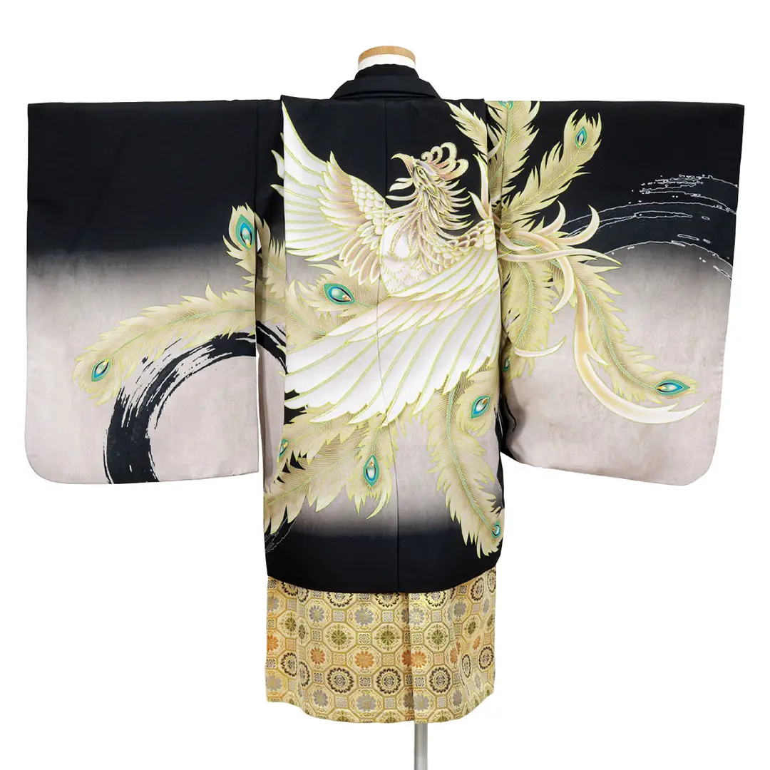 黒地に金の鳳凰、金襴の袴／七五三・五歳男の子・袴 | 宅配着物