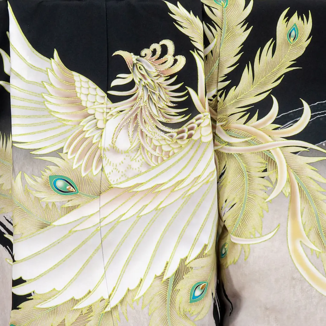 着付不要・着崩無【18】男の子 鳳凰柄着物×黒濃赤二色