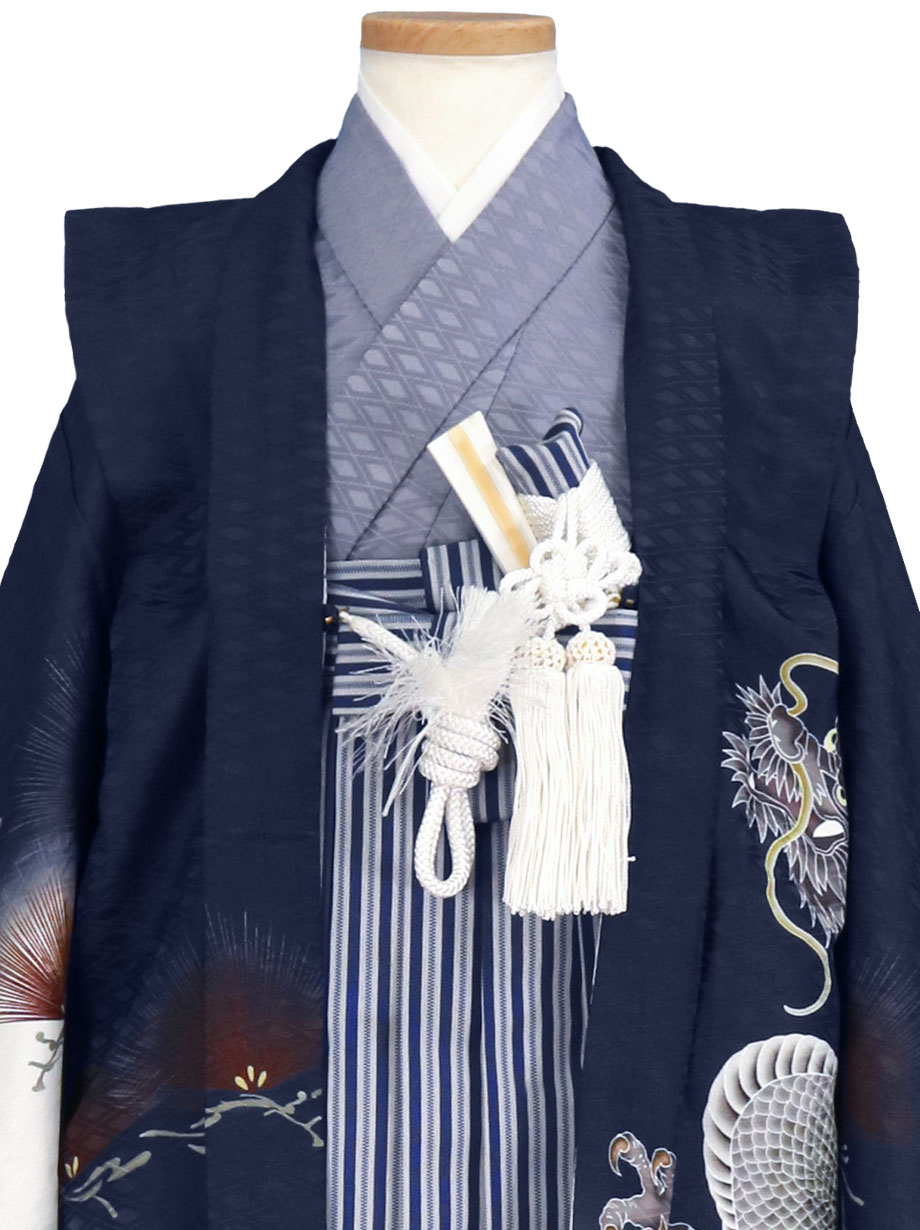 紺地に鷹と雲龍、藍鼠の袴／七五三・五歳男の子・袴