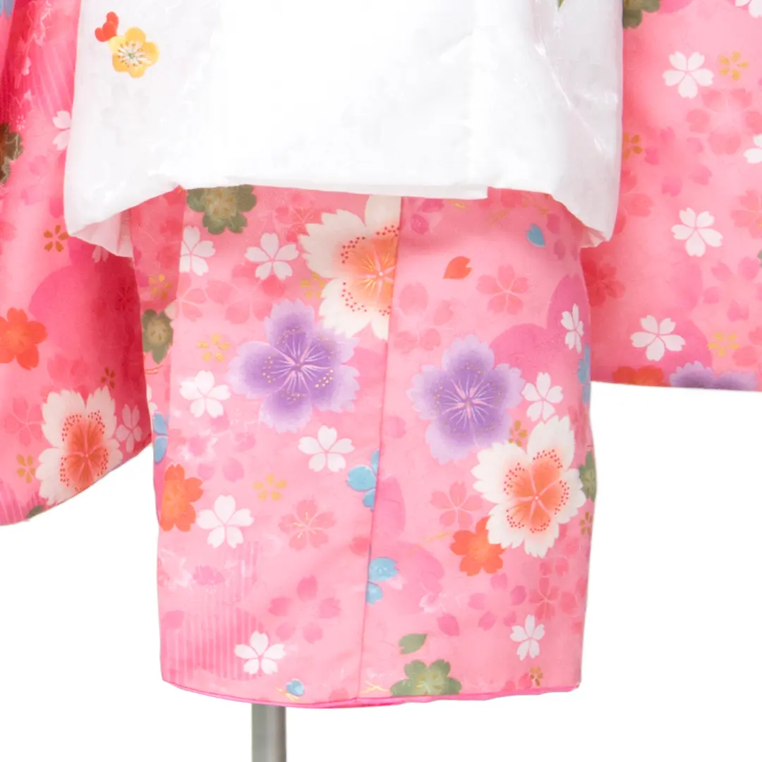 ピンク地に撫子と桜の被布コートセット／七五三・三歳女の子* | 宅配