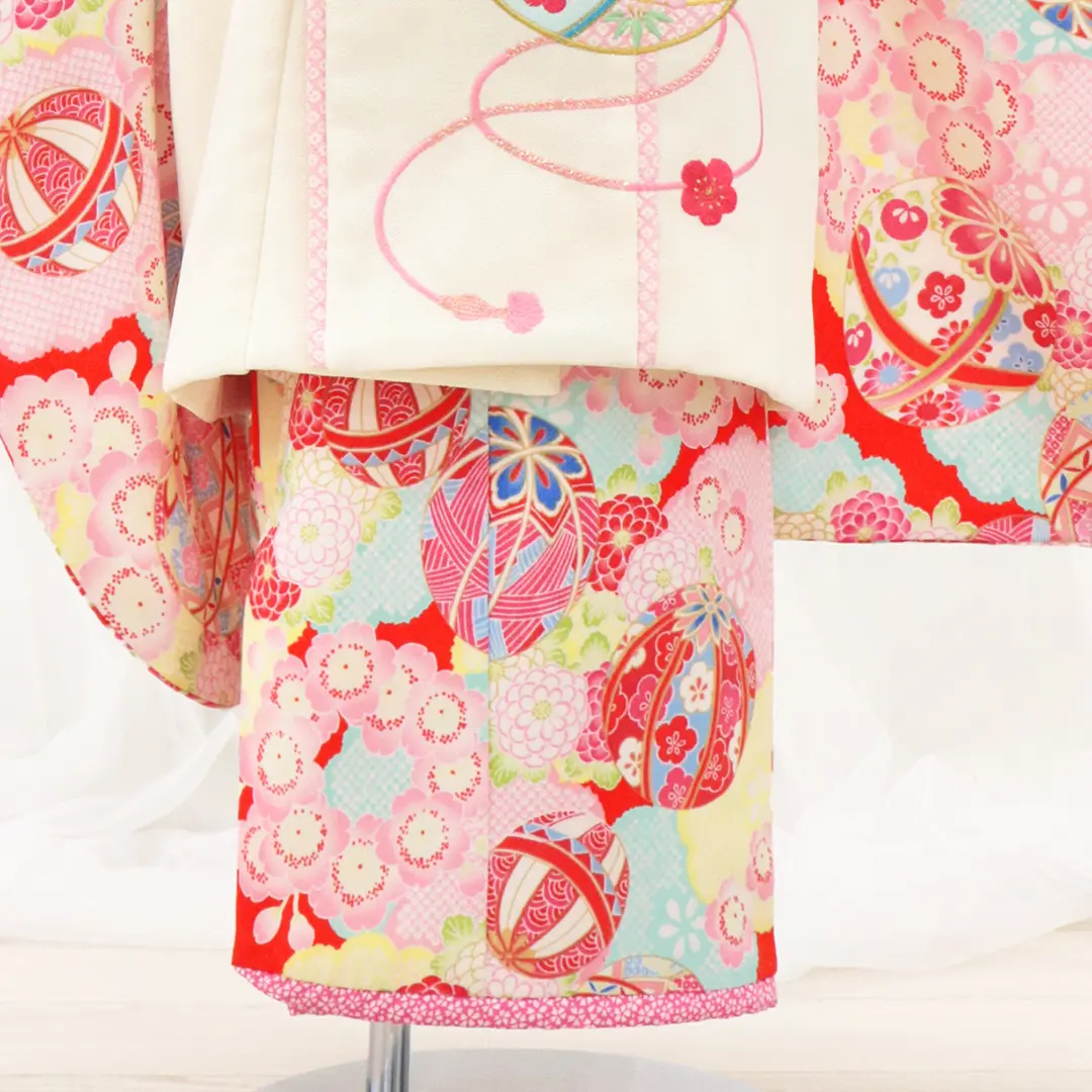 乙葉》 毬と桜の被布コートセット／七五三・三歳女の子 | 宅配着物