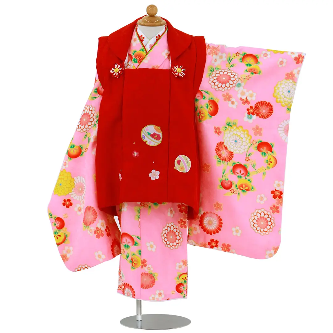 ★最終お値下げ★三歳お祝い着物 被布コート 七五三 着物 三歳 祝着 お祝い着 3歳 女の子 被布コートセット 赤