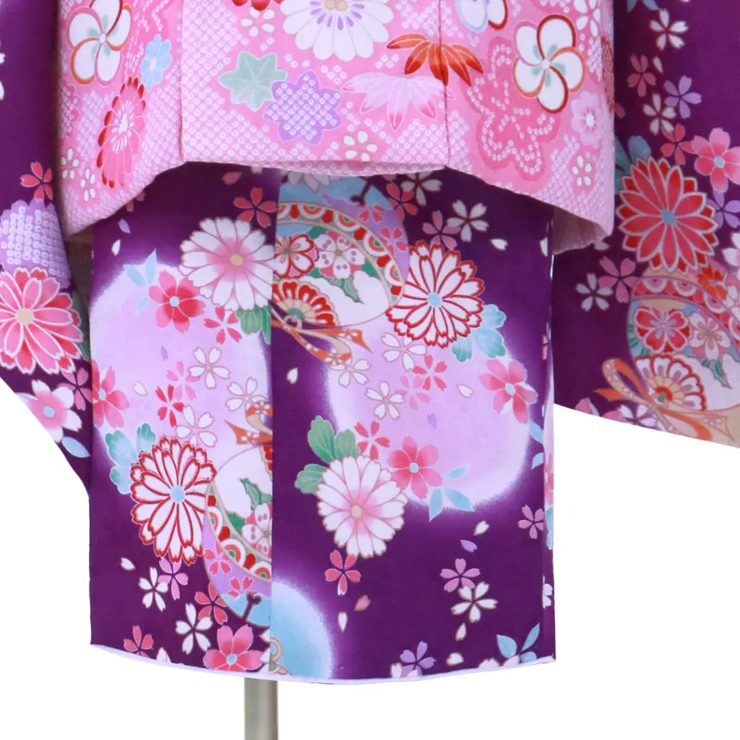 七五三用 紫色 花柄 着物 七五三七歳フルセット紫の花柄 楽天市場