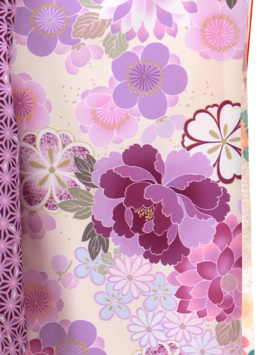 七五三7歳様パープル系花文様 七五三7歳様パープル系花文様
