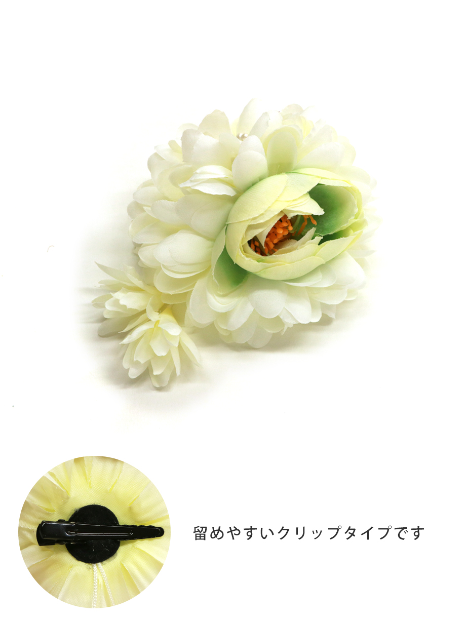 《NATURAL BEAUTY》黒のストライプに桜、白の被布コートセット／七五三・三歳女の子／髪飾り