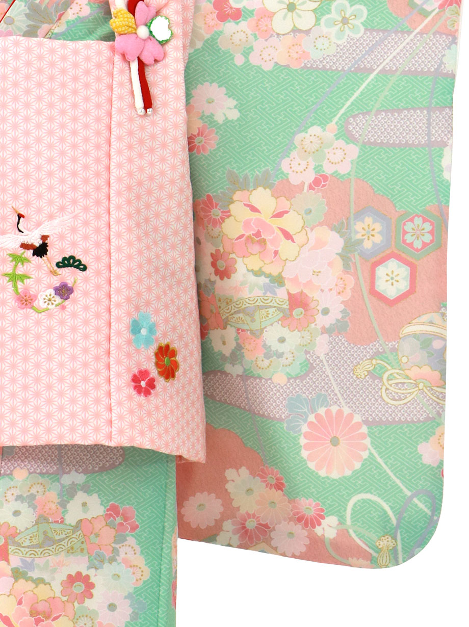 美品　七五三　三歳　女の子　被布　着物　ミント　エメラルドグリーン　可愛い♡ 楽天市場】おすすめ！[限定] 七五三 被布セット 3歳 女児