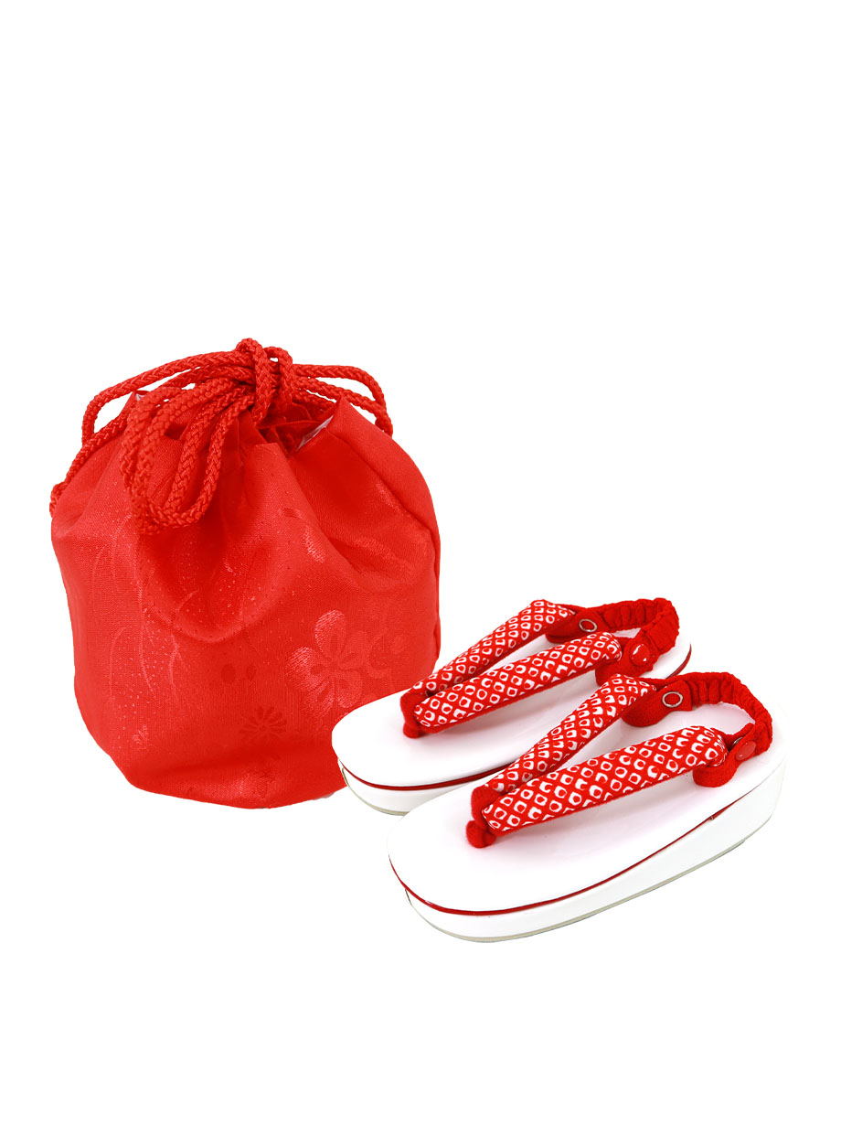 オレンジ地に縞模様、白の被布コートセット／七五三・三歳女の子