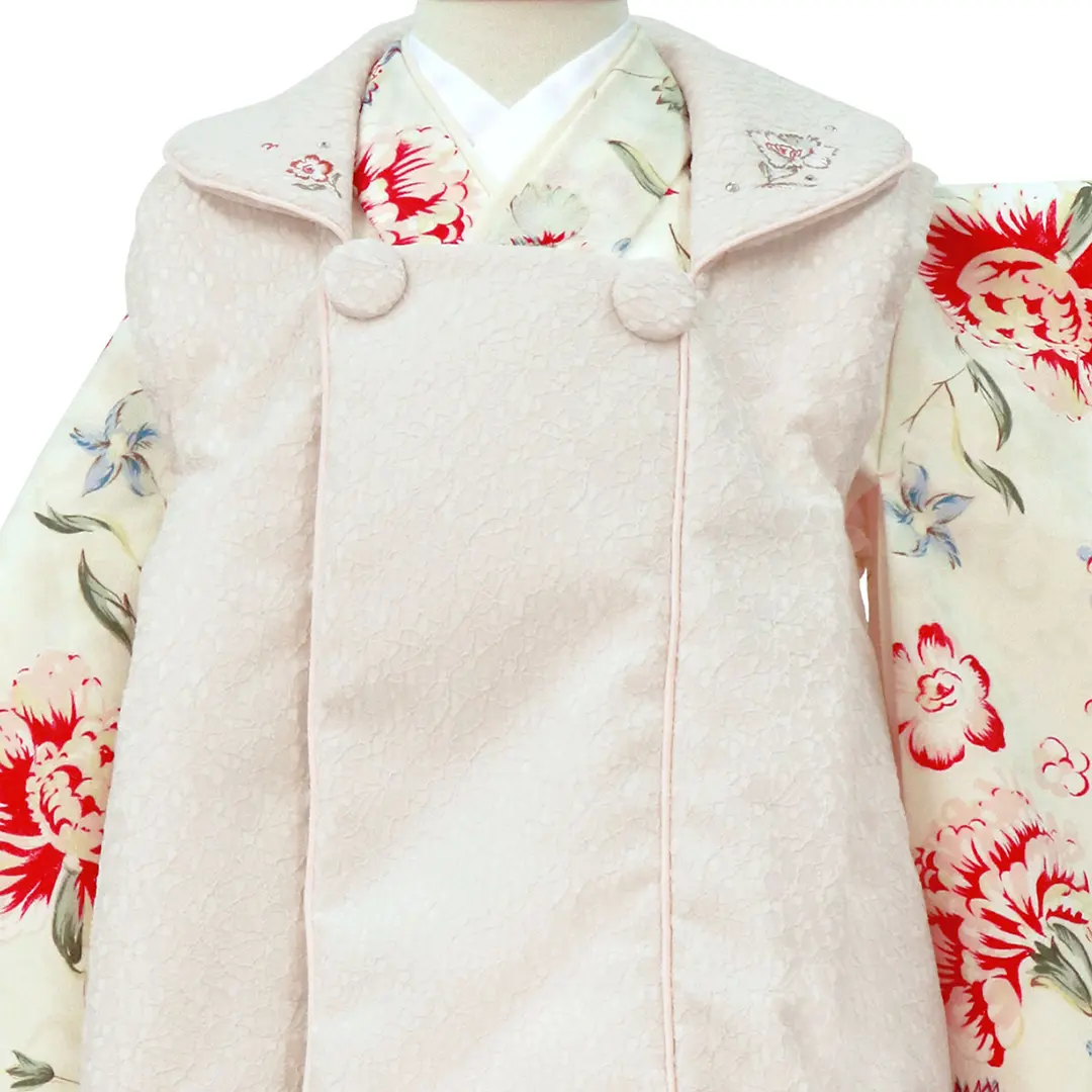 JILLSTUART》クリーム地に赤いカーネーションの被布コートセット