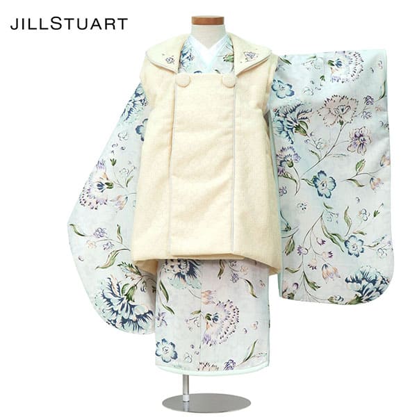 《JILLSTUART》ライトブルー地に青いカーネーションの被布コートセット／七五三・三歳女の子