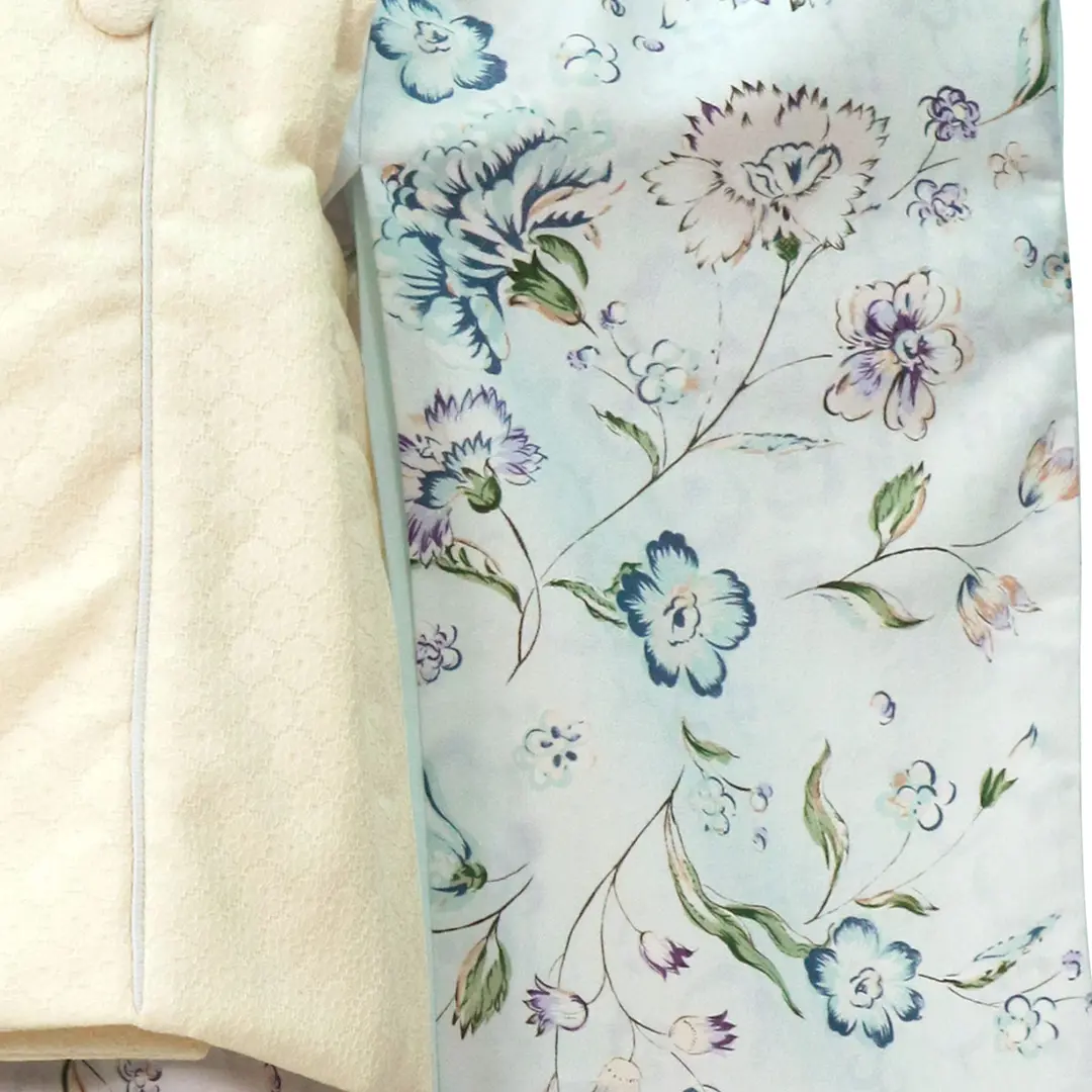 《JILLSTUART》ライトブルー地に青いカーネーションの被布コートセット／七五三・三歳女の子／袖