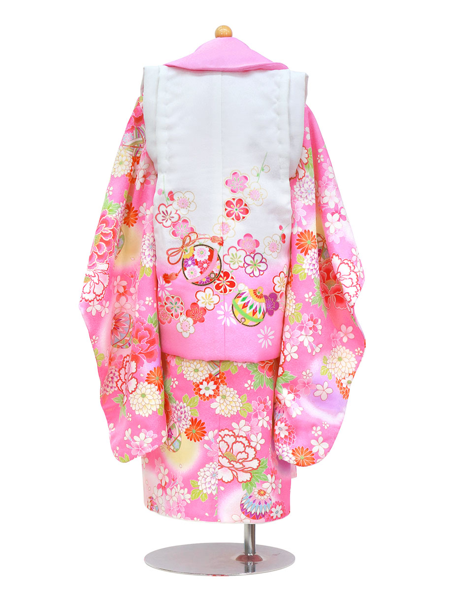 507ag6◎七五三 三歳 女児 着物&被布 金銀彩 鞠蝶枝垂れ桜◎ 507ag6◎七五三 三歳 女児 着物&被布 金銀彩 鞠蝶枝垂れ桜